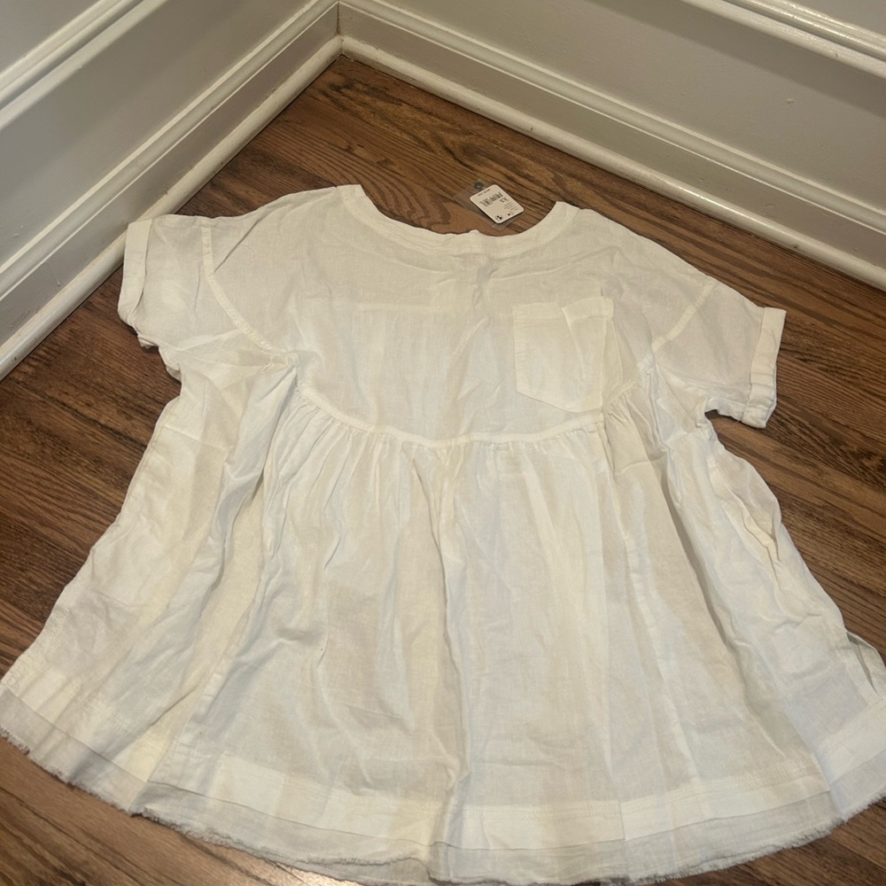 NWT white free people Short Sleeve Blouse